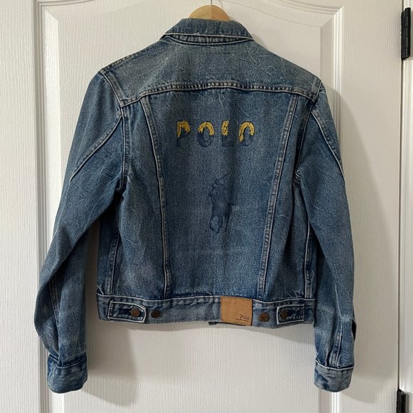 Polo Ralph Lauren Pony Logo Women's Denim Jean Trucker Jacket Sz Small - Picture 1 of 6